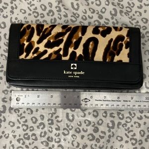 NWT Kate Spade black/leopard clutch
